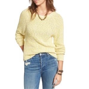 Free People Electric City Pullover Linen Blend Knit Sweater in Chartreuse Small
